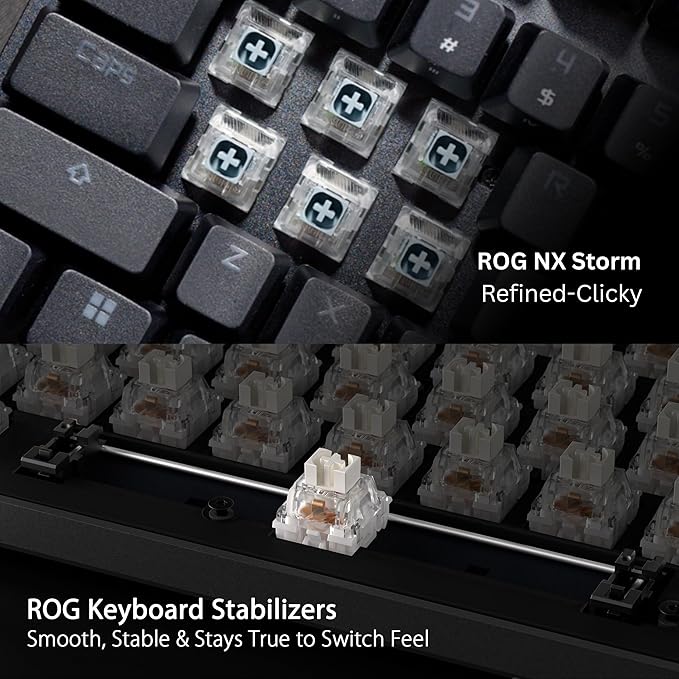 ASUS ROG Strix Scope II 96 Wireless Gaming Keyboard, Tri-Mode Connection, Dampening Foam & Switch-Dampening Pads, Hot-Swappable Pre-lubed ROG NX Storm Switches, PBT Keycaps, RGB-Black