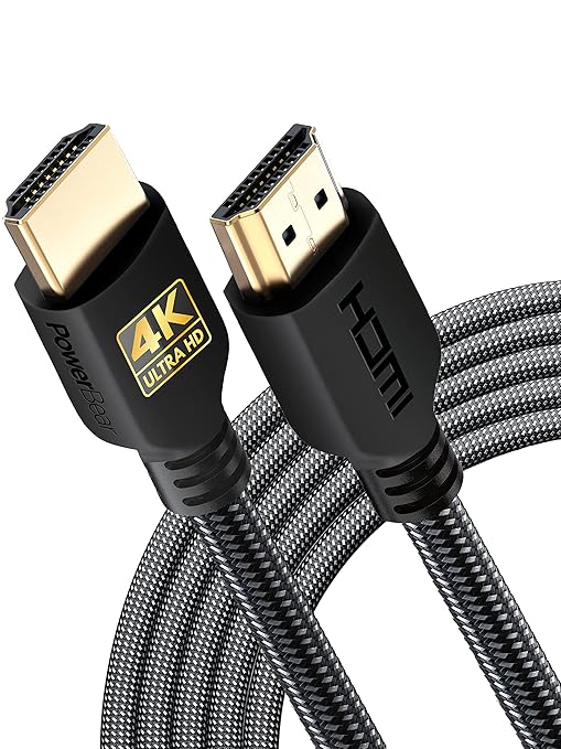 PowerBear 4K HDMI Cable 15 ft [2 Pack] High Speed, Braided Nylon & Gold Connectors, 4K @ 60Hz, Ultra HD, 2K, 1080P, ARC & CL3 Rated | for Laptop, Monitor, PS5, PS4, Xbox One, Fire TV, Apple TV & More