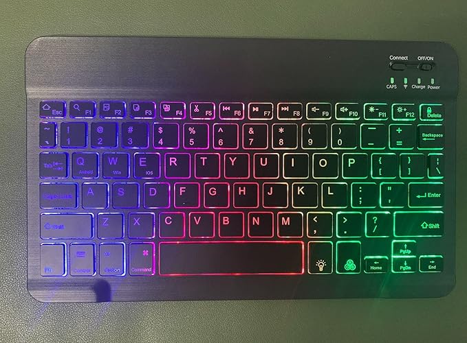 Keyboard Case for Galaxy Tab S10 Plus/S9 Plus/S9 FE Plus/S8 Plus/S7 Plus/S7 FE 12.4 Inch, 7 Color Rainbow Backlight Detachable Magnetic Keyboard Cover with S Pen Holder,Teal