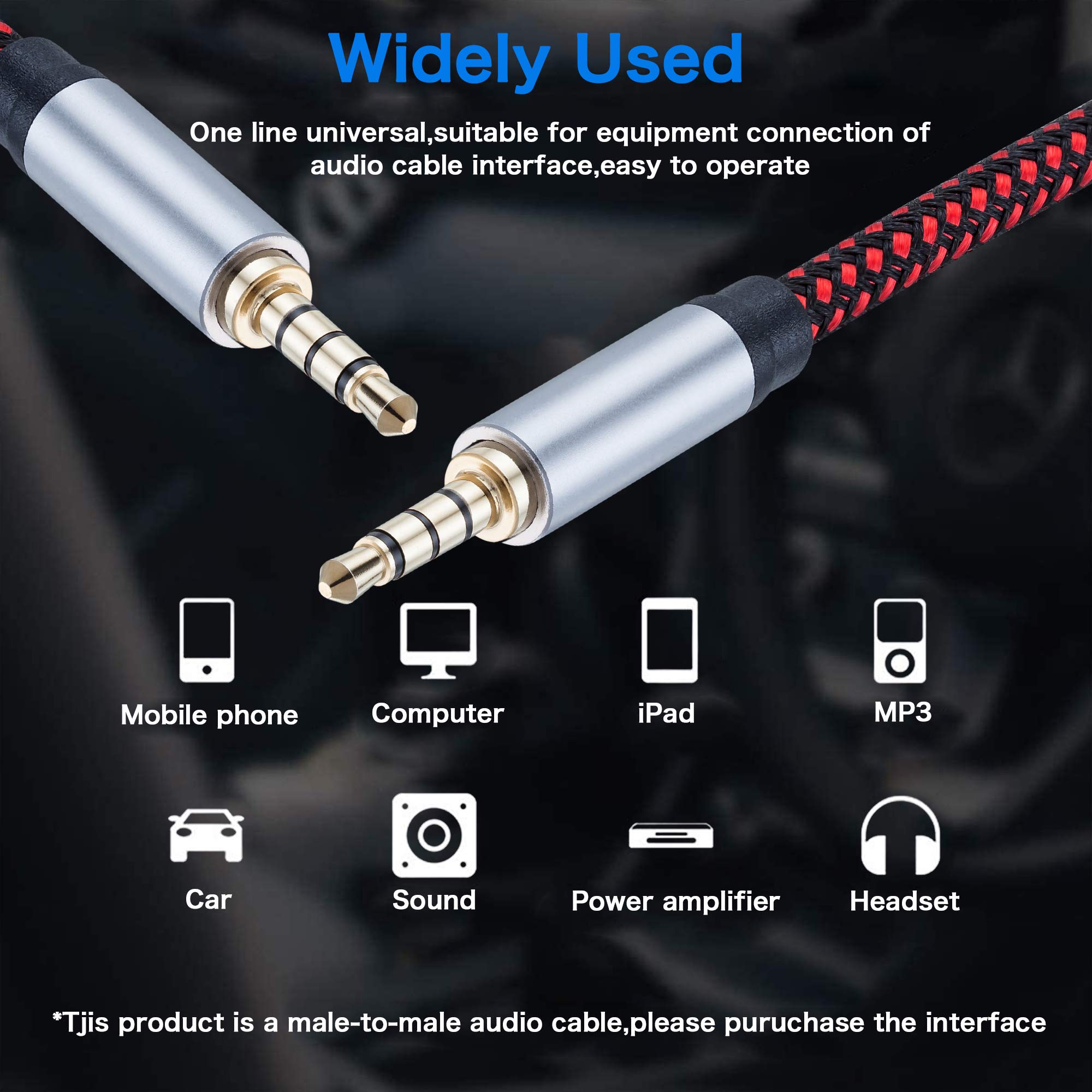 Male to Male Audio Cable 1Ft,90 Degree TRRS 3.5mm 4 Pole Nylon Braided Stereo Aux Cable/Auxiliary Cable/Aux Cord for Headphones, PS4,Phone, Tablets, Headset, PC, Laptop and More (1Ft)