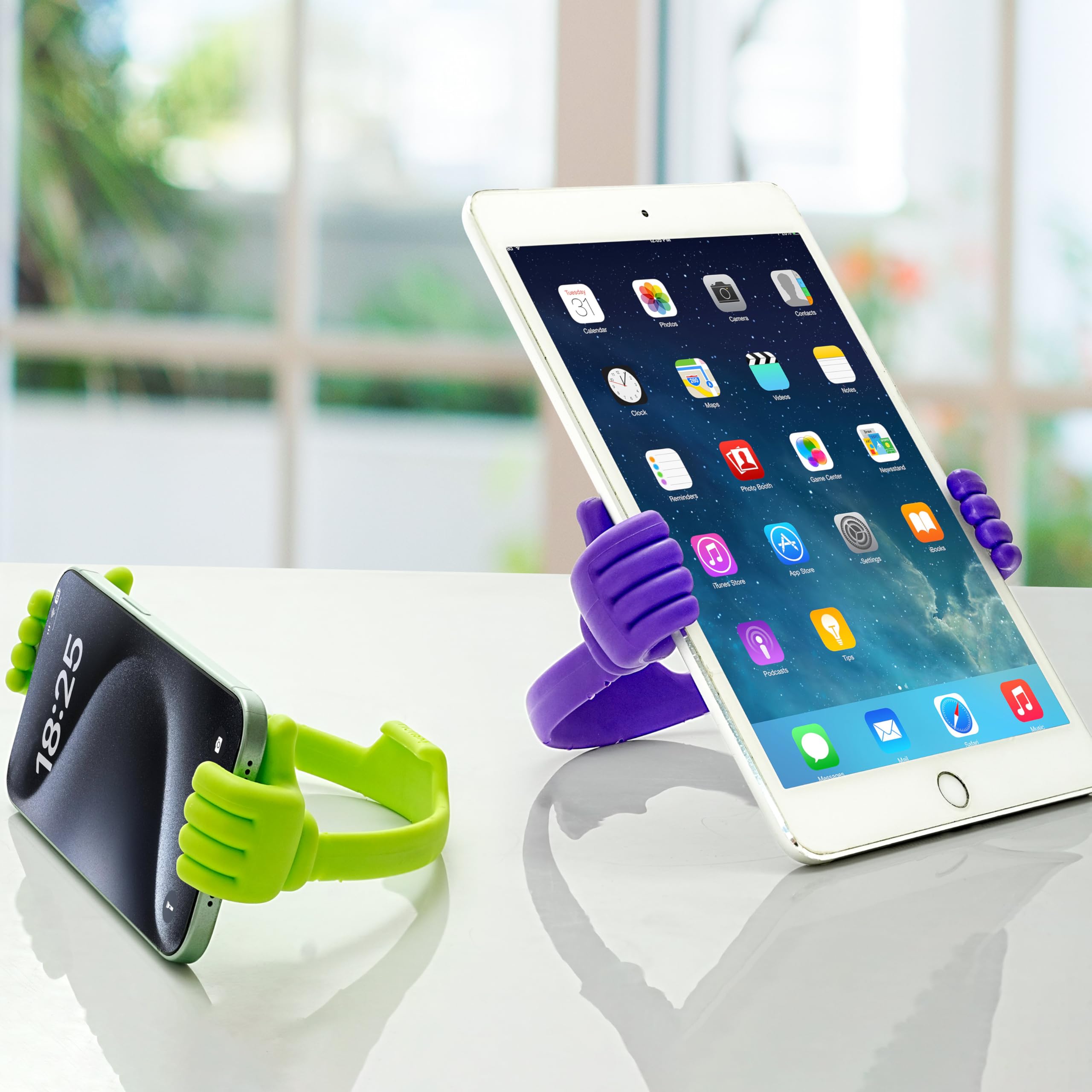 Honsky Cell Phone Stand Holder, Thumbs Up Lazy Phone Stand, Universal Adjustable Flexible, Cute Perfect Valentine's Day Gifts for Him/Her,Gifts for Couples, Compatible with Cell Phones & Tablets,Green