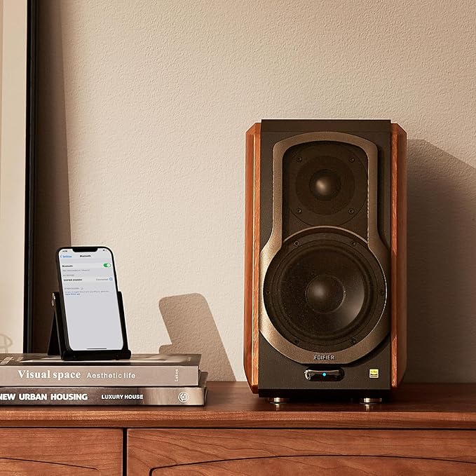 Edifier S1000W WiFi Audiophile Active Bookshelf 2.0 Speakers, 120W RMS Wireless HiFi Bluetooth Sound System Works with Alexa, Optical/RCA x 2 Coaxial, Supports AirPlay 2, Spotify Tidal Connect- Pair