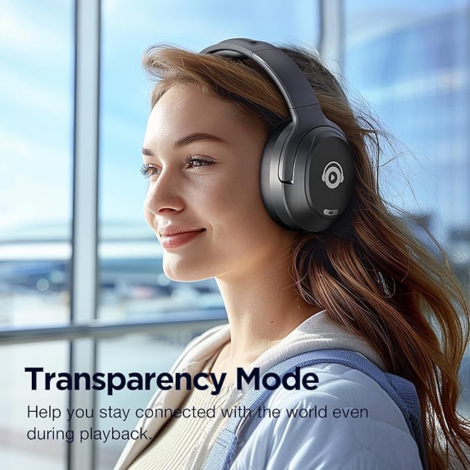 Upgrade Pro‑Level Hybrid Active Noise Cancelling Headphones with HD Sound, Wireless Bluetooth Headphones Over The Ear Unequaled Comfort, Vivid Deep Bass, for Home Office Travel Birthday Gift
