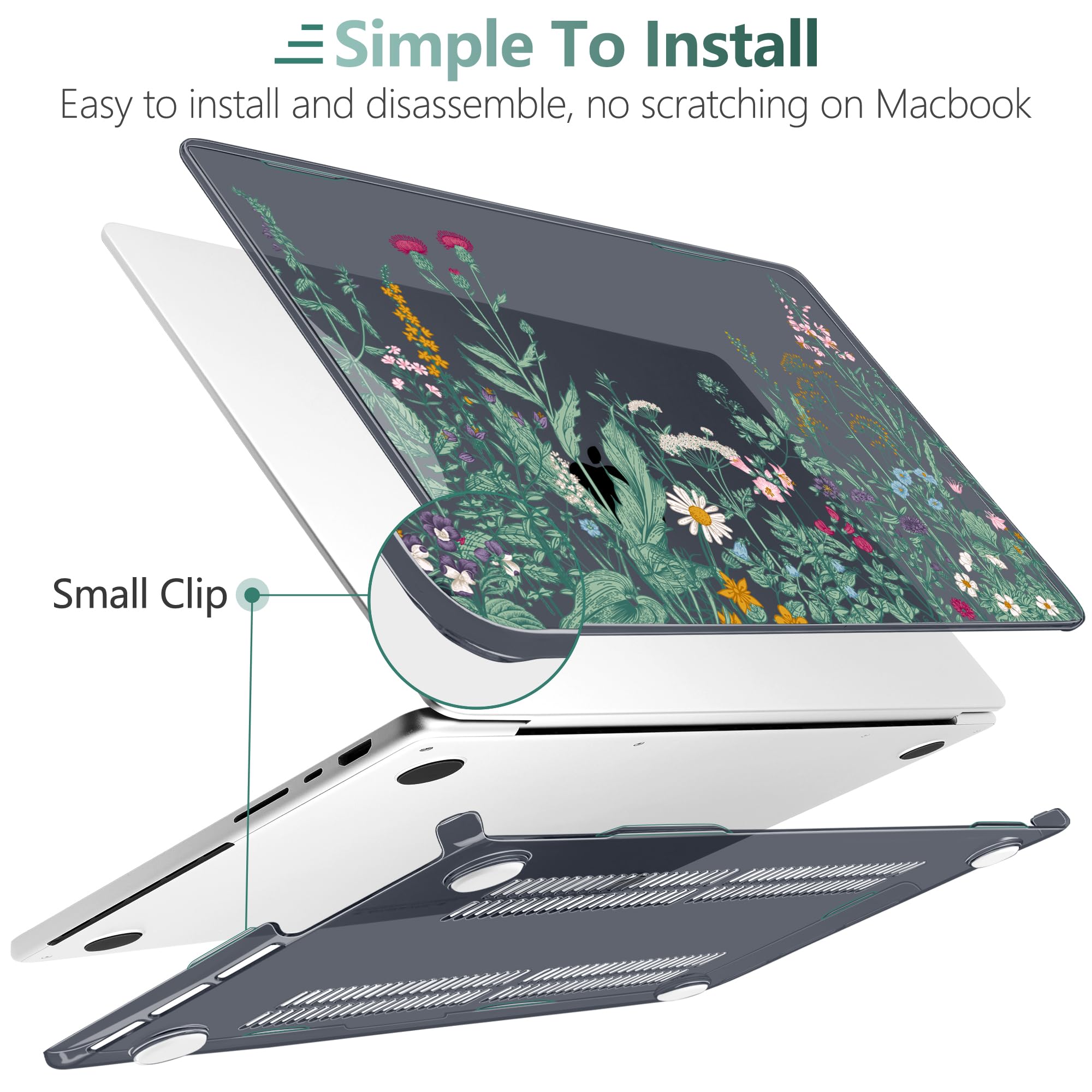 DONGKE Compatible with MacBook Pro 16 Inch Case (2026-2021 Release, M5 M4 M3 M2 M1 Pro/Max Chip), Plastic Hard Shell Cover with Keyboard Cover & Screen Protector for MacBook Pro 16", Garden Florals