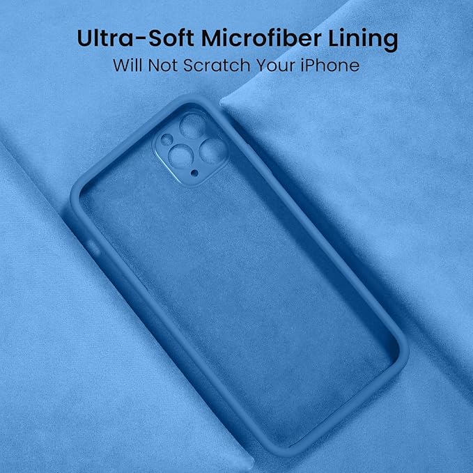FireNova Designed for iPhone 13 Pro Max Case, Silicone [Camera Protection] Phone Case with [2 Screen Protectors], Soft Anti-Scratch Microfiber Lining Inside, 6.7 inch, Blue