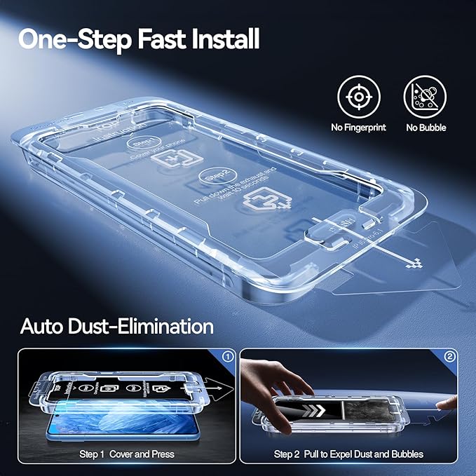 SMARTDEVIL [3+3 Pack for Google Pixel 8A Screen Protector with Camera Lens Protector, Finger Print Reader Compatible, Fast & Easy Installation, Clear 9H Tempered Glass Film, Alignment Frame