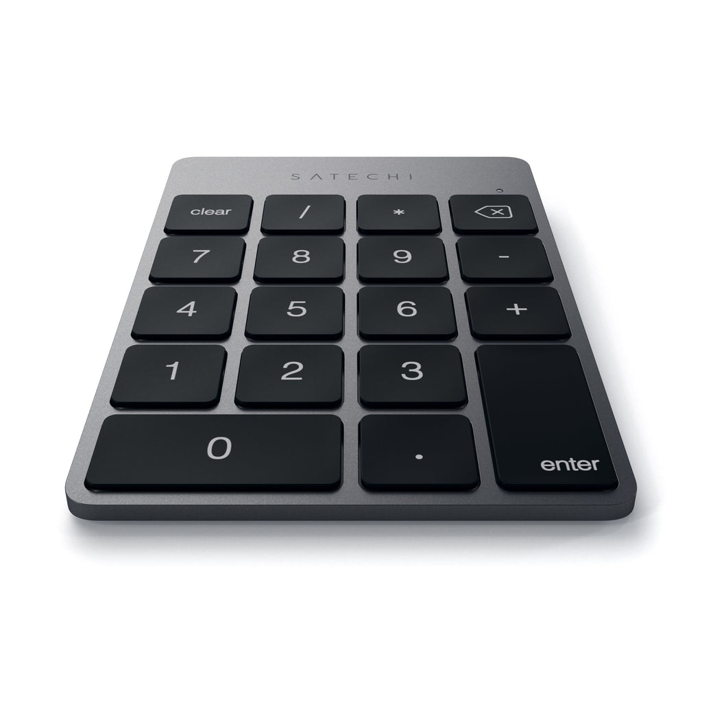 Satechi Slim Aluminum Bluetooth Keypad, Wireless Number Pad with 18 Keys, Micro USB Rechargeable Numpad, External Number Pad for MacBook Air/Pro/Neo, iPad Air/Pro, iMac, PC - Space Gray