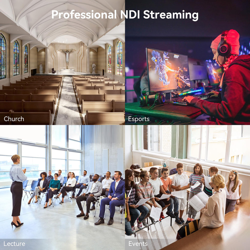 TONGVEO 4K NDI PTZ Camera AI Auto-Tracking 20X Optical Zoom HDMI IP Live Streaming SDI USB3.0 PoE LAN Supports for Church Worship Event Video Conference YouTube OBS vMix Zoom Teams and More