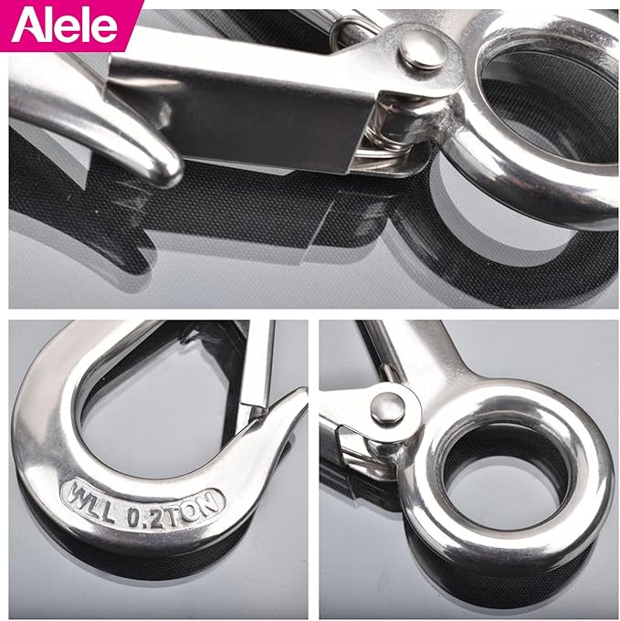 Alele Grab Hooks,Slip Hooks,304 Stainless Steel Lifting Hook Rigging Accessory,440 lbs.Work Load (Grab Hooks 0.2t)