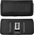 Nylon Cellphone Holster for iPhone 12/13/14/15 Pro Max/Plus, Samsung Galaxy A04S A13 A14 A15 S22 S23 S24 Plus- Horizontal Case Canvas Waist Carrying Pouch with Belt Clip/Loops, Black