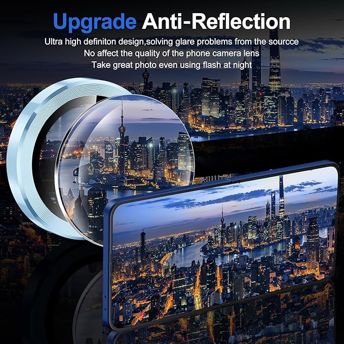 for Samsung Galaxy Z Flip 7 Camera Lens Protector, Individual Metal Ring Tempered Glass Lens Cover, [Strong Adsorption] Scratch Resistant Ultra-Thin HD Clear Lens Cover, 1 Set-Blue