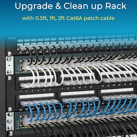 Rapink Patch Cables Cat6/ Cat6a 2ft (24 Pack) Slim, Cat6a Ethernet Patch Cable 20G Support, Snagless Cat 6 Patch Cable for Patch Panel to Switch, Flexiable Cat6 Ethernet Cable Purple
