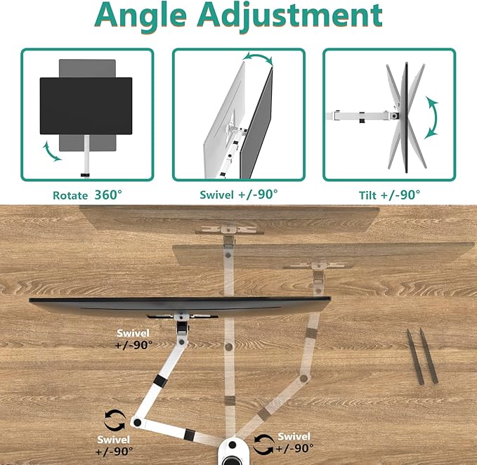 WALI Tall Monitor Stand Desk Mount, Single Extra Tall Monitor Arm Bracket for Computer Screen up to 32 inch, 22lbs (M001XL-W), White