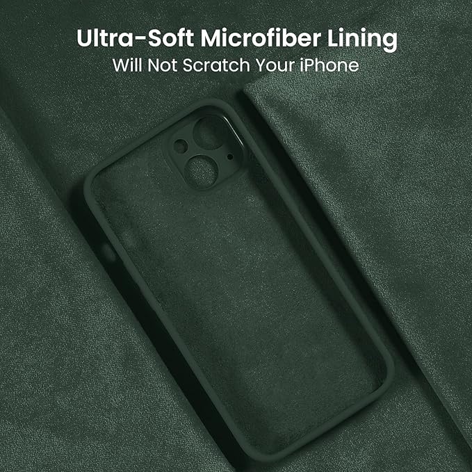 FireNova Designed for iPhone 13 Case, Silicone Upgraded [Camera Protection] Phone Case with [2 Screen Protectors], Soft Anti-Scratch Microfiber Lining Inside, 6.1 inch, Alpine Green