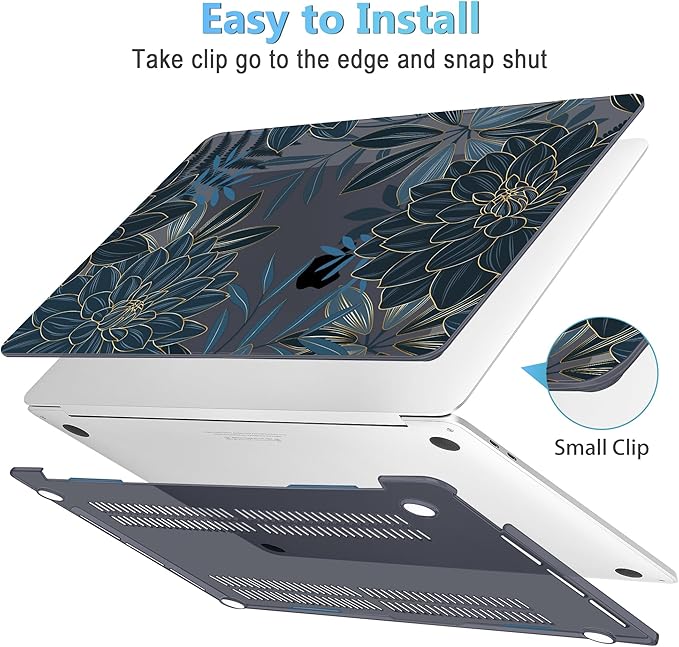 Mektron Designed Case for MacBook Pro 16 Inch A2141 Cover 2019 Release 16" with Liquid Retina Display/Touch ID, Plastic Hard Shell with Keyboard Skin & Screen Protector, Dahlia Flower C035