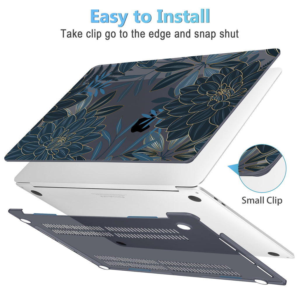 Mektron for MacBook Pro 13-inch Case 2022 2021 2020 Release A2338 M2 M1 A2289 A2251, Printed Plastic Hard Shell Cover for New MacBook Pro 13.3-inch Touch Bar Fits Touch ID, Dahlia Flower C035
