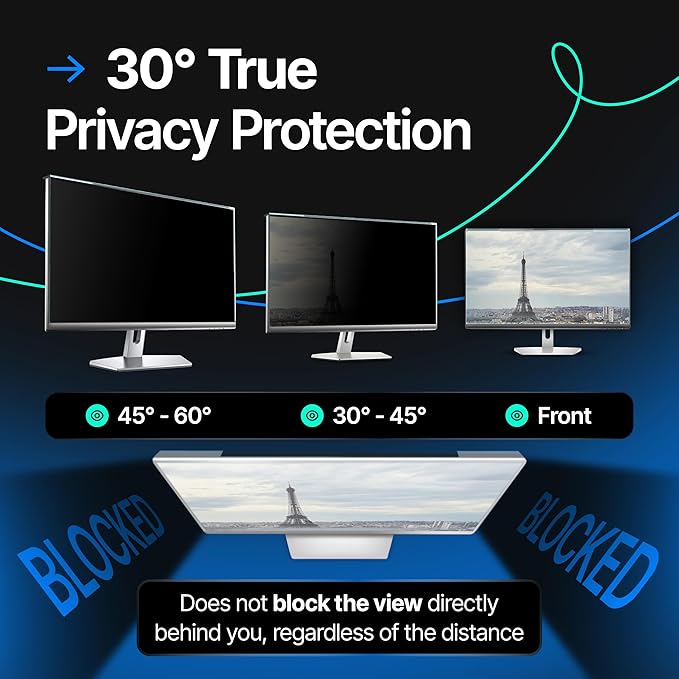 Acrylic 21.5 Inch Computer Privacy Screen Filter for Widescreen Computer Monitors - 19.3" x 11.3" (491 x 288mm) - Monitor Frame Hanging Type