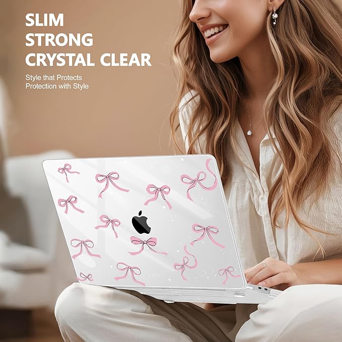 May Chen for MacBook Pro 13 inch Case 2022 2021 2020 Release A2338 M2 M1 A2289 A2251, Plastic Crystal Hard Shell Case Cover for MacBook Pro 13 inch Touch Bar Fits Touch ID, Star Bows