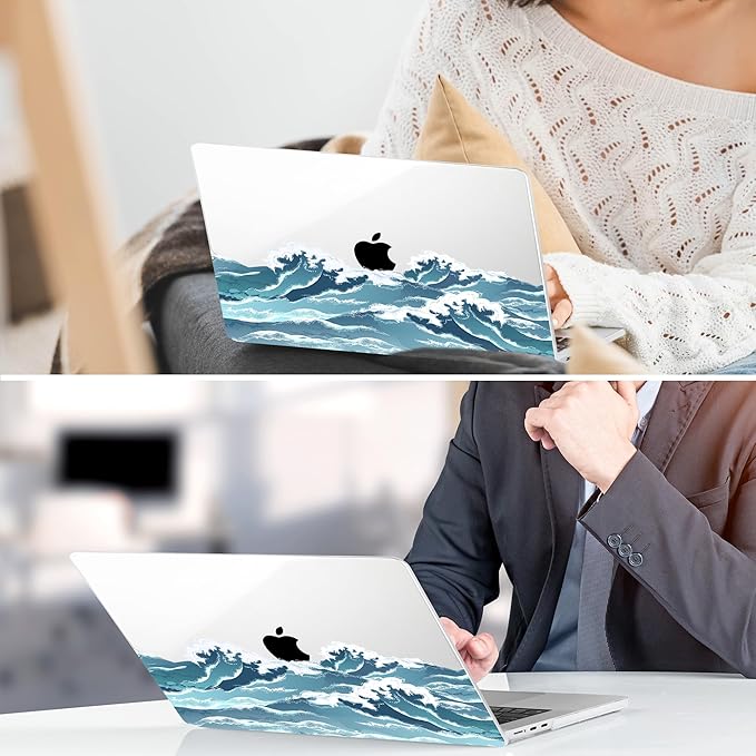 TWOLSKOO for M4 MacBook Air 13.6 inch Case 2025-2022 Release M4 A3240 M3 A3113 M2 A2681, Plastic Hard Shell & Screen Protector & Keyboard Cover & Trackpad Film, Ocean