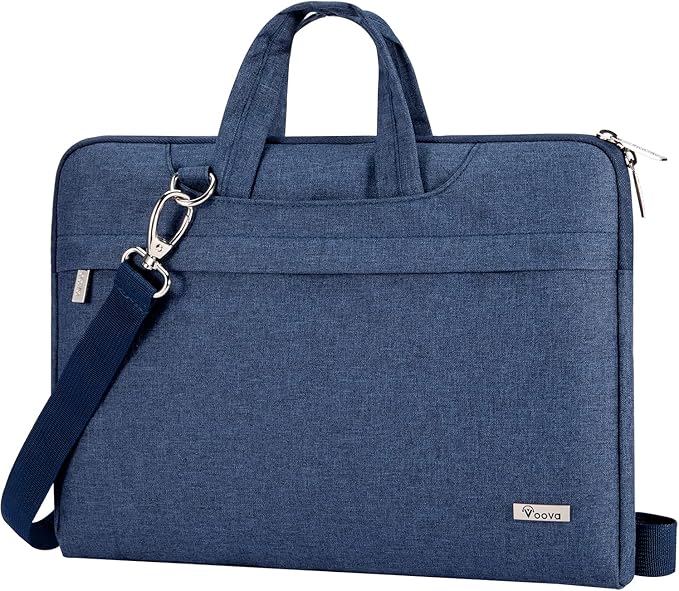 Voova Laptop Bag 17 17.3 Inch Waterproof Laptop Sleeve Case with Shoulder Straps & Handle, Computer Case Cover Slim Briefcase Compatible with 17-18” Hp Dell Asus Acer, Blue