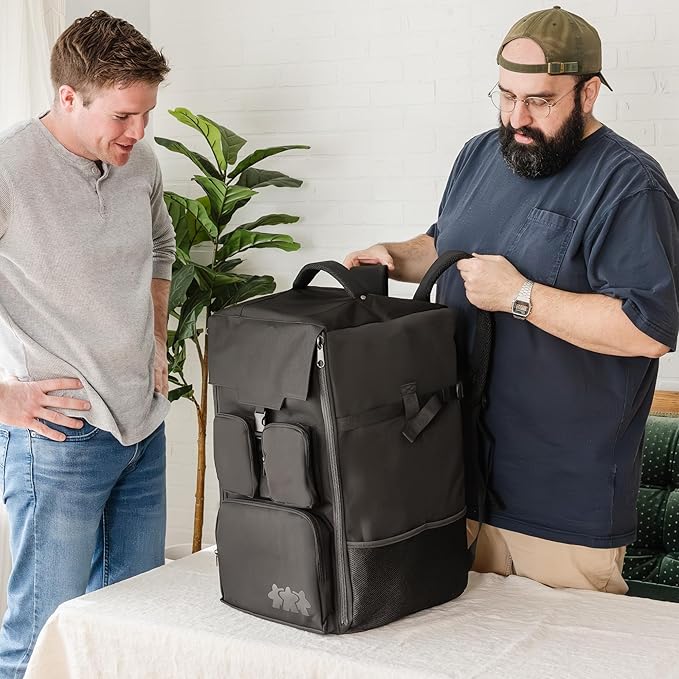 Board Game Backpack with 10 Board Game Bands, Padded Straps, Carrying Handle, Pockets for Small Games and Accessories