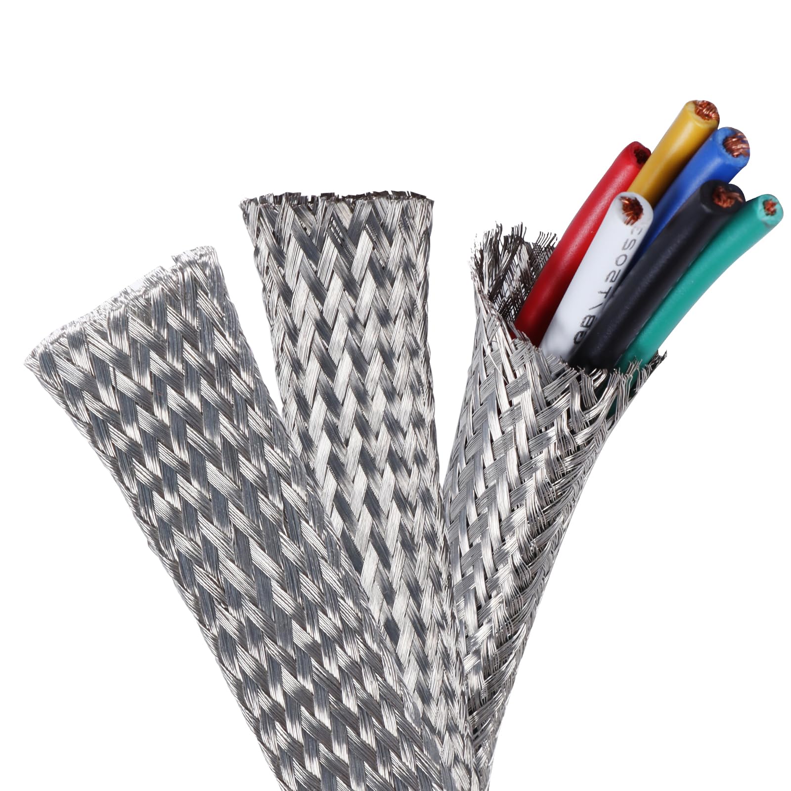 BuyUneed Tinned Copper Metal Braid Sleeving Wire Shielding 1/2inch-13ft