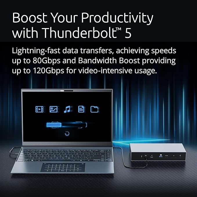 Kensington SD5000T5 Thunderbolt 5 Docking Station – Dual Display for MacBooks M1/M2/M3/M4 Pro and Max; Triple Display for Windows TB5; TB4 Compatible, 140W Power Delivery (K35201NA)