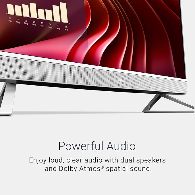 Dell 24 All-in-One Desktop ec24250-23.8-inch FHD Display, Intel Core 3 Processor 100U, Intel Graphics, 8GB DDR5 RAM, 512GB SSD, Windows 11 Home, Onsite Service+6 Months Retail Migrate - White