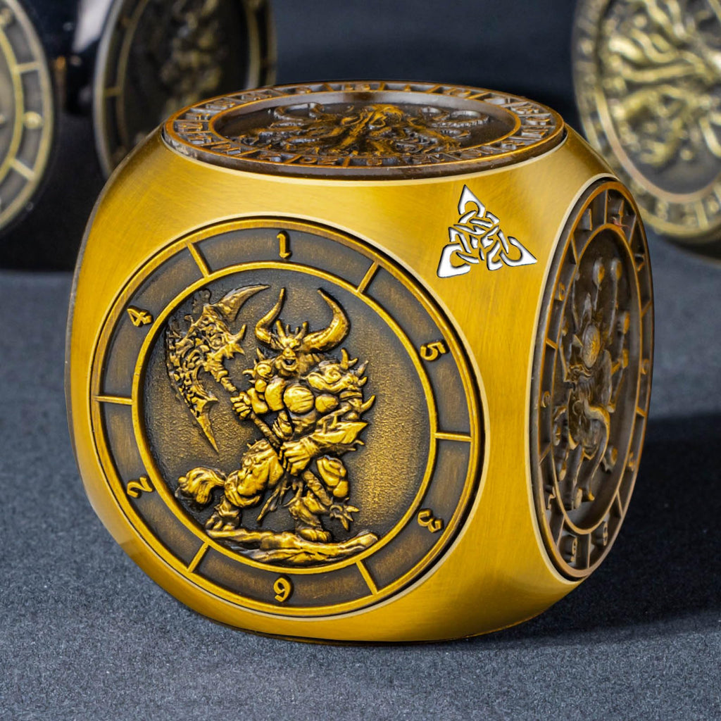 Roycevon 7 in 1 Unique Spinner DND Dice Set D&D, Metal D and D Dice with Gift Box, Dungeons Dragons Role Playing Dice, Gold