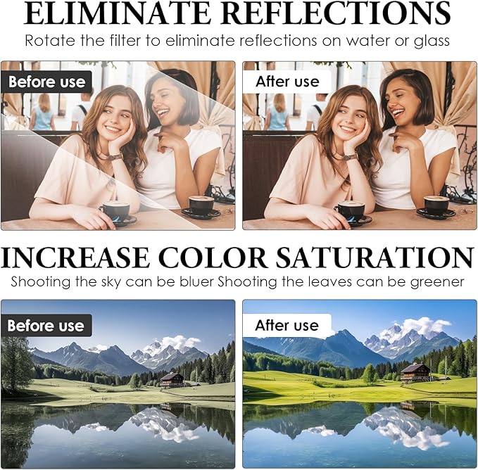 Clip - on Phone Polarizer Lens, Anti - Glare Polarizing Filter for Smartphone Cameras, Universal Clip Design with Cleaning Kit, Enhance Color & Reduce Reflections for Outdoor/Glass Photography