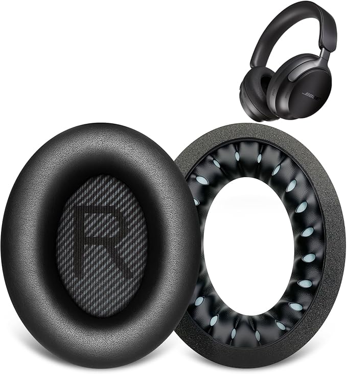 Replacement Ear Pads for Bose QC45/35/25/15/QC2/Ae2/Ae2W/Sound Link/Sound True Headphones,Softer Leather,Noise Isolation Memory Foam,Added Thickness,Durability,Quiet Comfort (Black, a Pair)