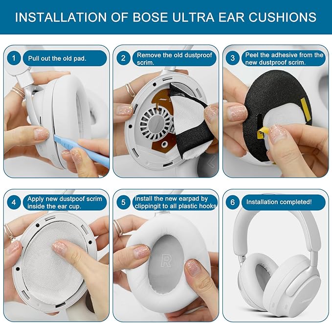 GEVO Earpads Replacement for Bose QuietComfort Ultra (QC Ultra), Ear Pads Cushions Replacement with Protein Leather and Memory Foam,White Smoke