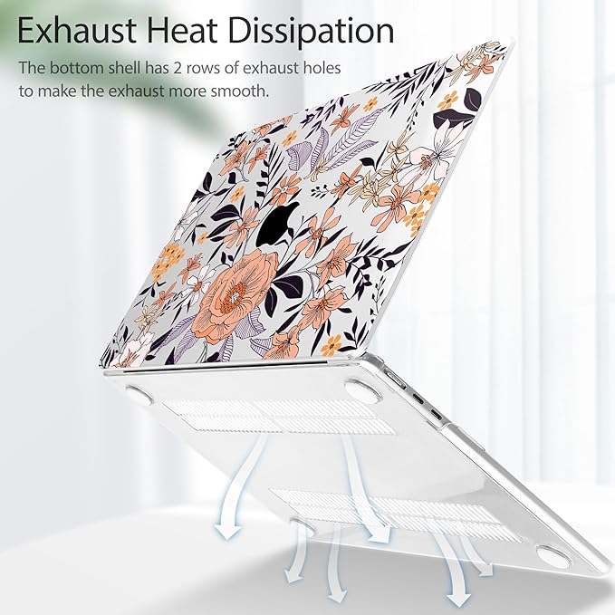 May Chen for MacBook Air 13.6 inch Case A3240 M4 A3113 M3 A2681 M2 with Retina Dispaly, 2025 2024 2023 2022 Release, Plastic Hard Shell Case with Screen Protector & Keyboard Cover, Elegant Floral