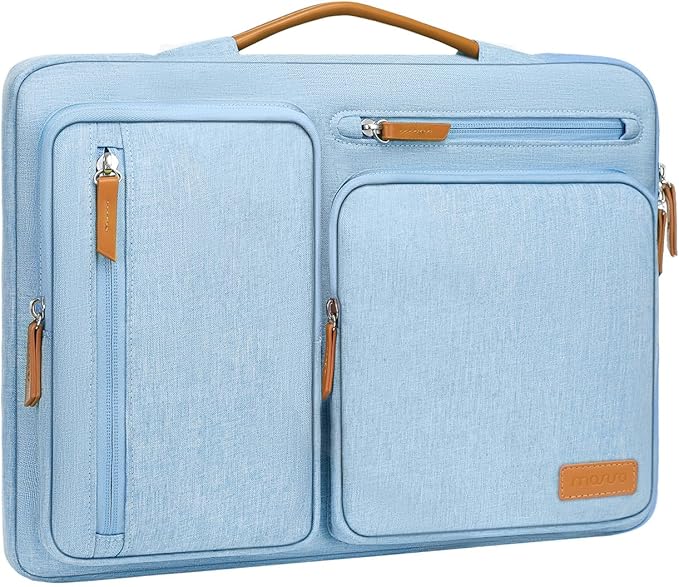 MOSISO 360 Protective Laptop Case 14 inch, 14 inch Laptop Sleeve Compatible with HP Lenovo Dell ASUS Acer, HP, Dell Latitude, Lenovo, Side Open Carrying Case with 4 Zipper Pockets&Handle, Air Blue