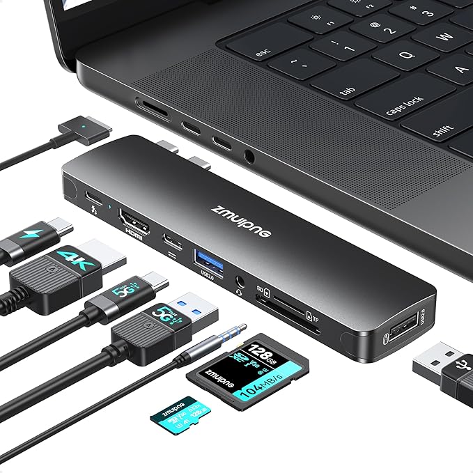 USB C Hub Adapter for MacBook Pro Air 2025-2016 Docking Station for MacBook M4 M3 M2 M1 USB C to HDMI Mac Accessories Multiport Dongle with 4K HDMI USB 3.0 SD TF Thunderbolt 3 USB-C Port Type C