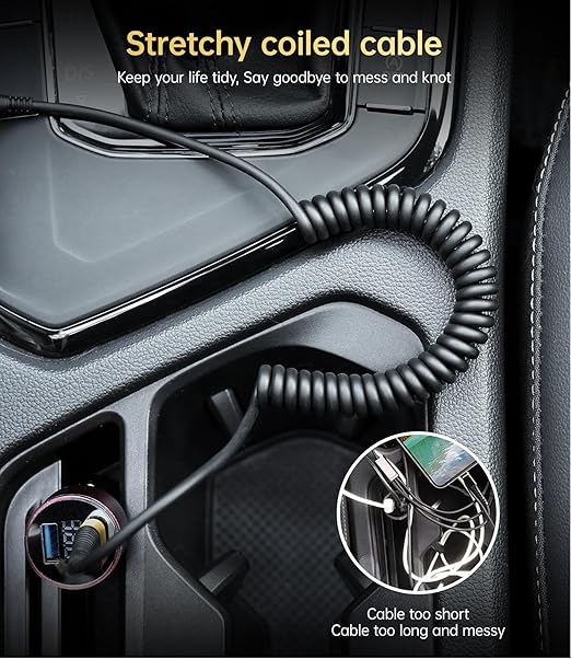 iPhone Charger Cable for Car, 2 Pack 5FT [Apple MFi Certified] Coiled Lightning Cable iPhone Charger Cord Compatible with iPhone 14/13/12/11 Pro Max/XS MAX/XR/XS/8/iPad/iPod/CarPlay-Gold