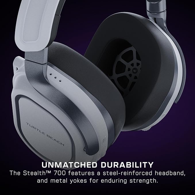 Turtle Beach Stealth 700 Gen 3 Wireless Multiplatform Amplified Gaming Headset for PS5, PS4, PC, Mobile – 60mm Drivers, AI Noise-Cancelling Mic, Bluetooth, 80-Hr Battery, Dual Transmitters – White