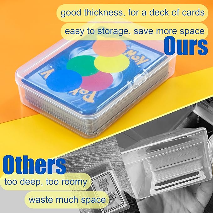 8 Pcs Playing Card Case, Small Clear Box, Plastic Deck Box, Card Deck Holder, Game Card Storage Organizer (8 pcs Standard) (No Cards)