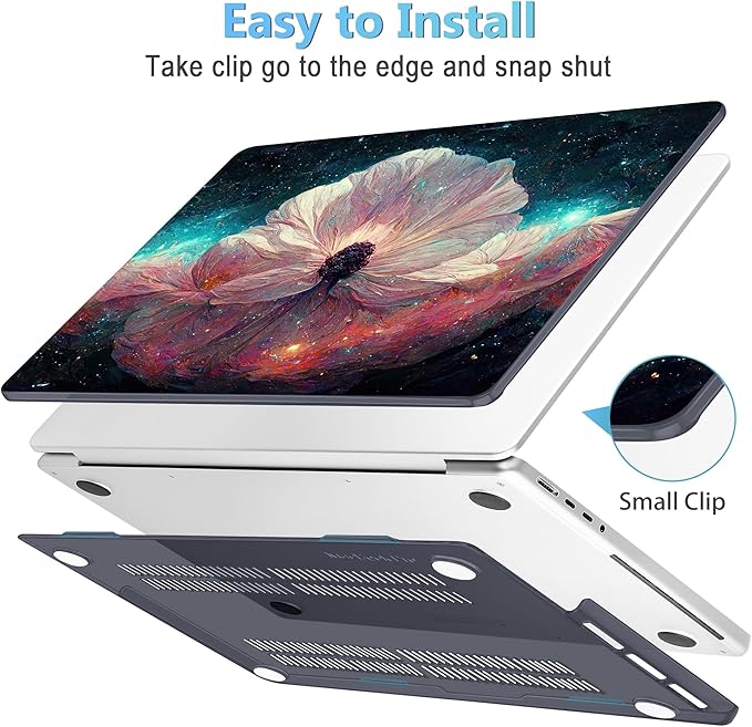 Mektron Case for MacBook Pro 16" M4 A3403 A3186 M3 A2991 M2 A2780 M1 A2485 (2021/2023/2024) Pro/Max with Touch ID, Hard Shell Plastic Laptop Cover Keyboard Cover Screen Protector, Galaxy Flower
