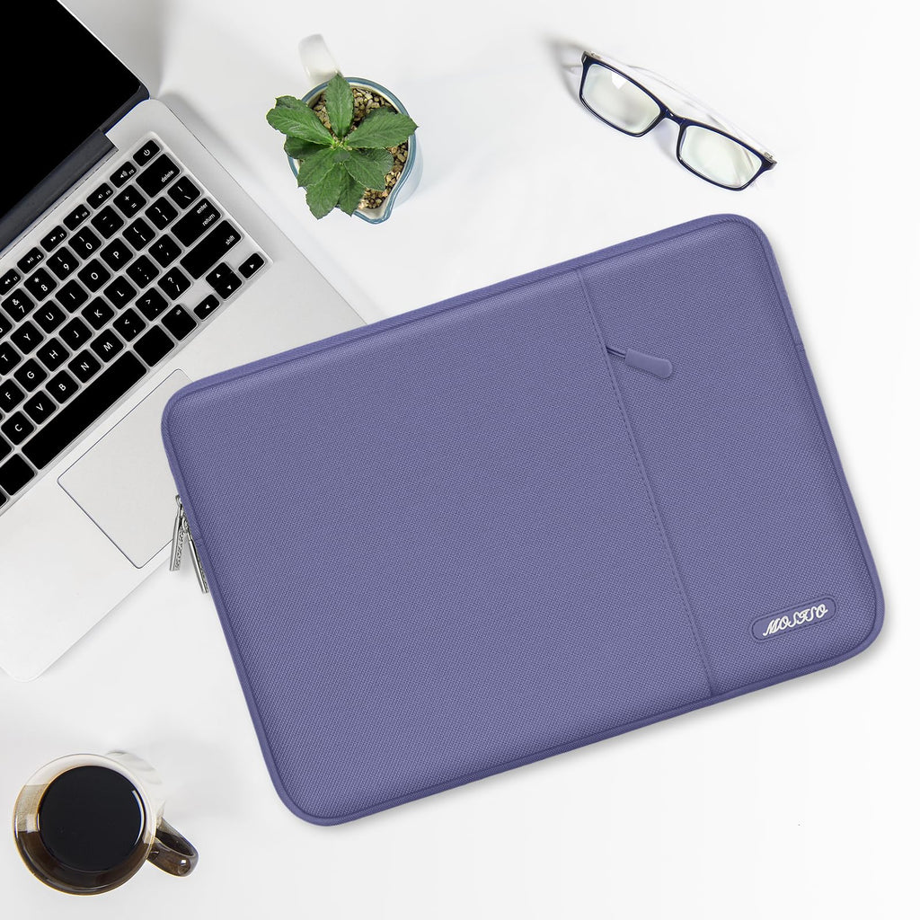 MOSISO Laptop Case 14 inch, 14 inch Laptop Sleeve Compatible with HP Lenovo Dell ASUS Acer, HP Stream, Dell Latitude, Lenovo IdeaPad, Polyester Vertical Computer Sleeve Bag with Pocket, Lavender Gray