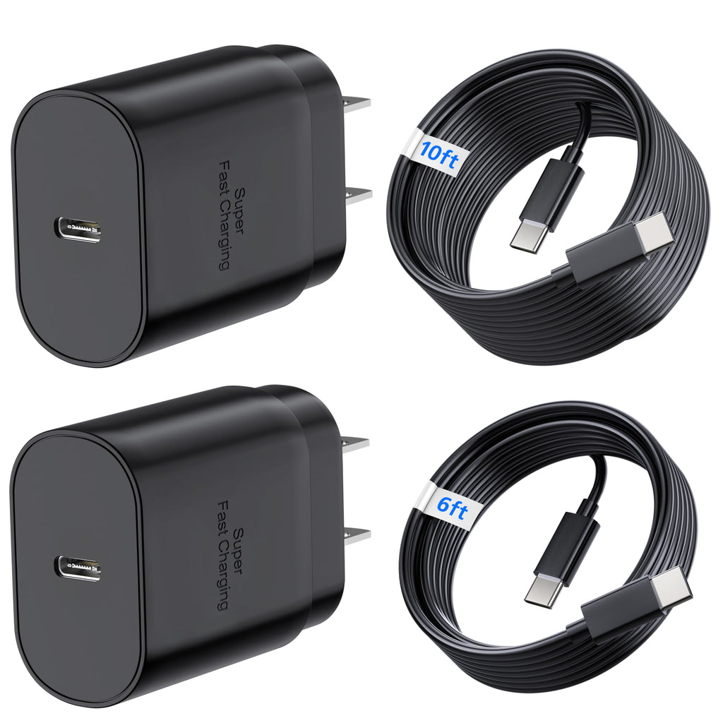 TT&C 30W USB C Fast Charger with 10FT & 6.6FT Cables for iPhone 17, 16, 15
