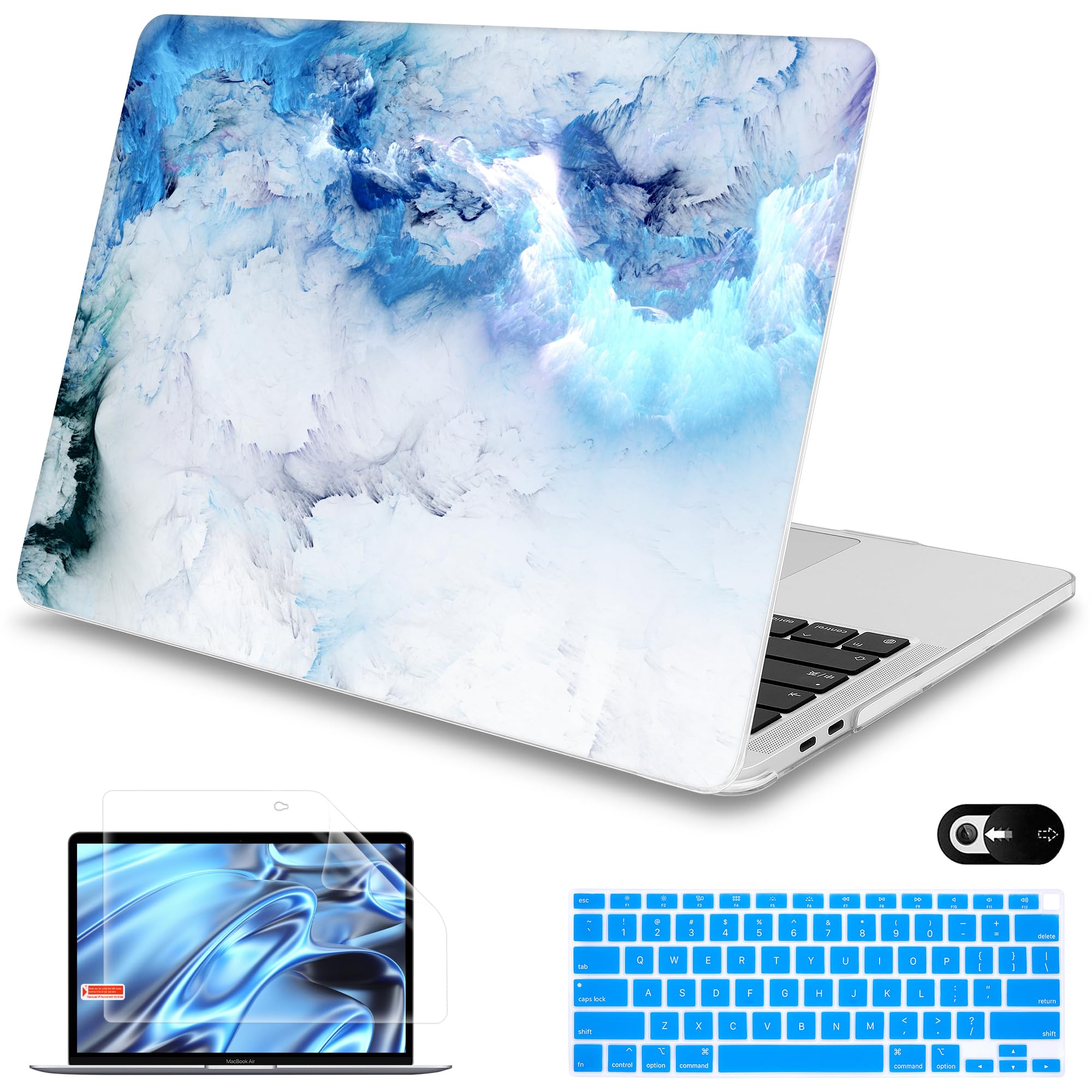 Mektron for MacBook Air 13 Case A1466/A1369 (2010-2017 Release), Snap-on Plastic Hard Shell Cover for MacBook Air 13.3 inch with Keyboard Cover,Cloud & Lightning