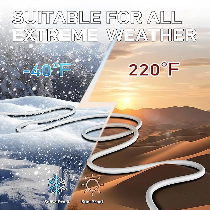 LUCKY TL Indoor Outdoor Extension Cord, 16/3 Gauge White Long Extension Cord 25ft, Waterproof Flexible Case, Made of Pure Copper, 13A 1625W 16AWG SJTW, 3 Prong Heavy Duty Wire, ETL