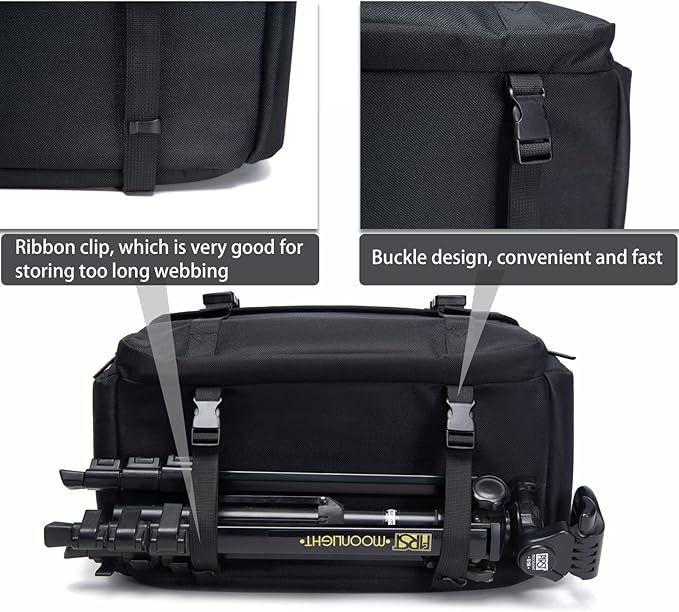 CADeN Camera Bag Case Shoulder Messenger Bag with Tripod Holder Compatible for Nikon, Canon, Sony, DSLR SLR Mirrorless Cameras Waterproof (Black, Large)