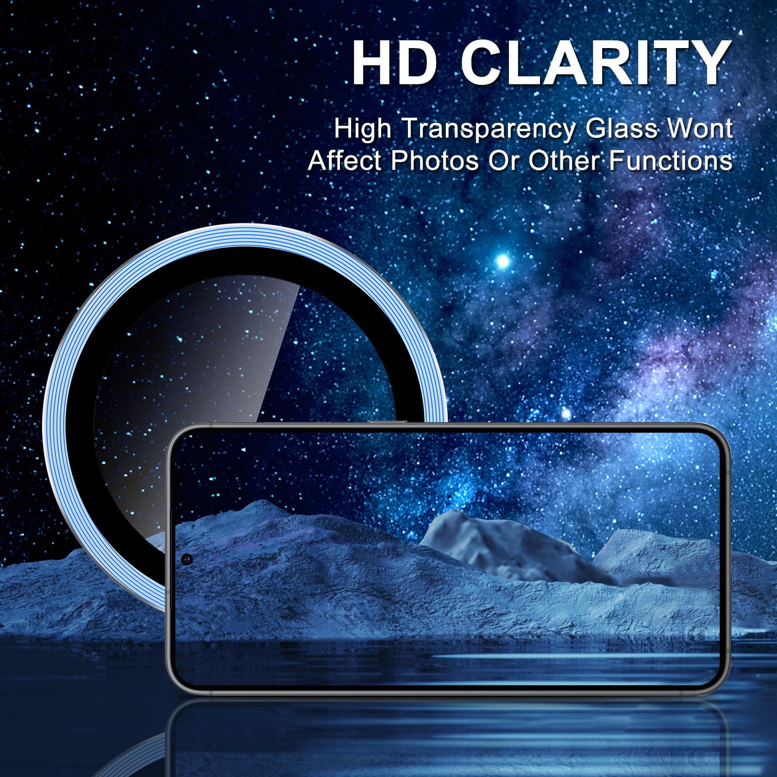 Avocase for Samsung Galaxy S25 Plus Camera Lens Protector, Individual Metal Ring Tempered Glass Lens Cover, [Strong Adsorption] Scratch Resistant Ultra-Thin HD Clear Lens Cover, 1 Set-Blue