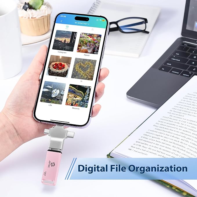 Photo-Storage-Stick 512GB Secure Auto Backup Photo Stick for All Devices | Smart Detection & Organization | Picture-Saver-Flash-Drive Easy-Photo & Video Memory-Backup-Thumb-Drive iPad-Backup-USB-Drive