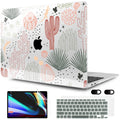 MEEgoodo for MacBook Air 13 inch Case 2021 2020 2019 2018 Released A2337 M1 A2179 A1932 with Touch ID, Plastic Hard Shell & Keyboard Cover Compatible with MacBook Air 13.3, Cacti