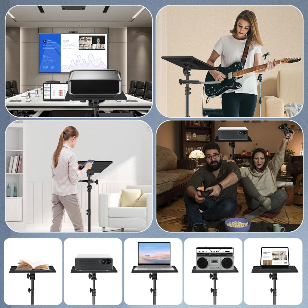 OUKMIC Projector Stand Tripod Laptop Tripod on Wheels with 2 Shelves