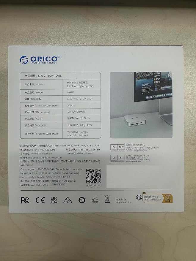 ORICO MiniMate SE Mac mini M4 512GB Storage & Docking Station, External SATA SSD (Non-Removable) 5Gbps(480MB/s), USB A*4, USB-C, SD/TF 3.0, 3.5mm Audio, Includes 2 Cables – M4SE