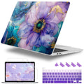 Lepeoac Case for MacBook Pro 13 inch Case M2 2022-2016 A2338 M1 A2251 A2289 A2159 A1989 A1708 A1706, Plastic Hard Shell + Keyboard Cover + Dust Plug, Fluid Art Flowers